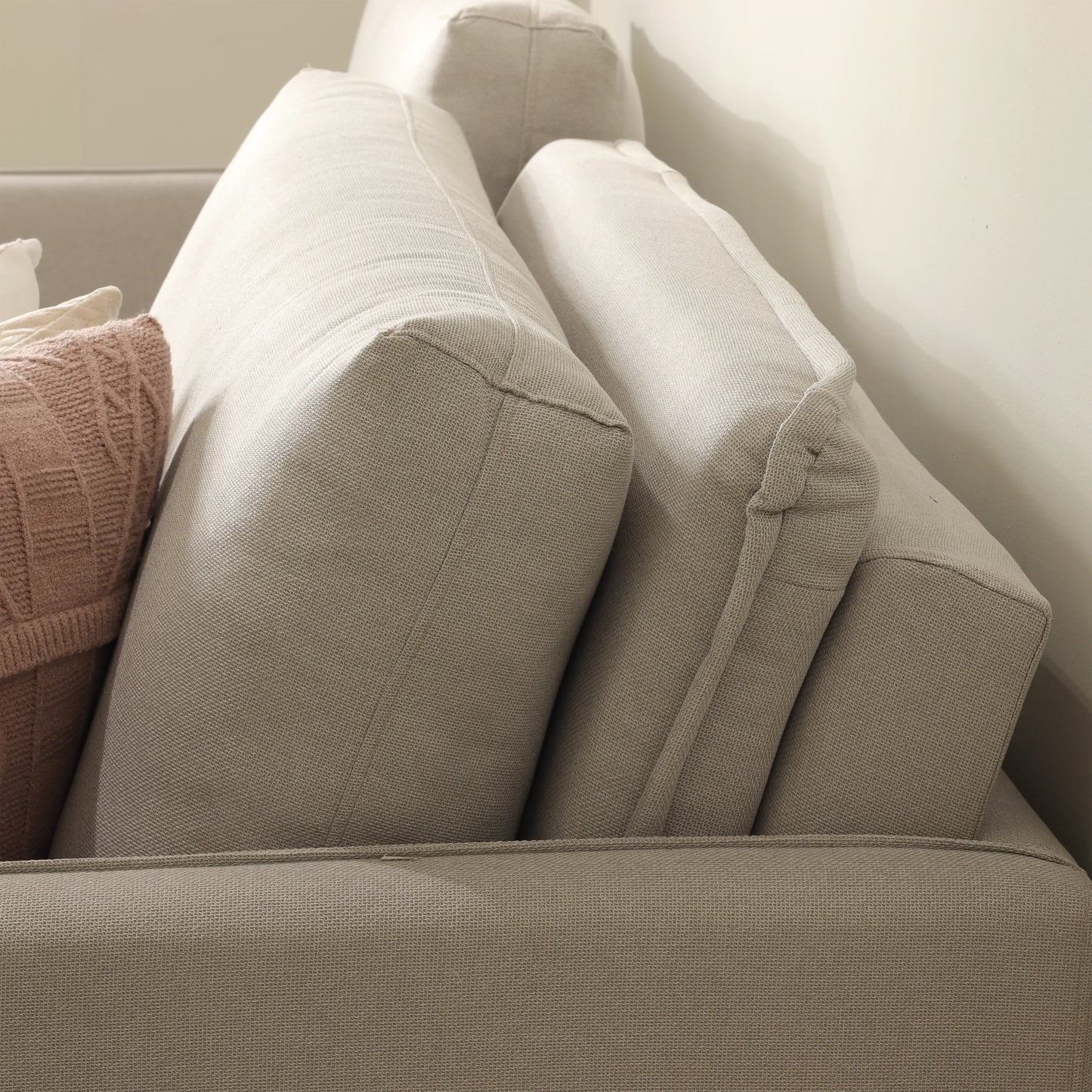 Reembalado - Sofá Cama Retrátil e Reclinável 3 Lugares Vancouver 196 cm - Linho Texturizado Off White