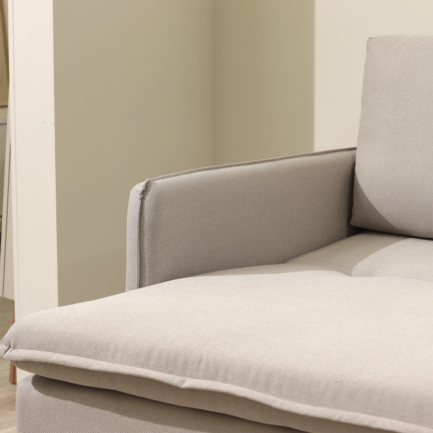 Reembalado - Sofá Cama Retrátil e Reclinável 3 Lugares Vancouver 196 cm - Linho Texturizado Off White