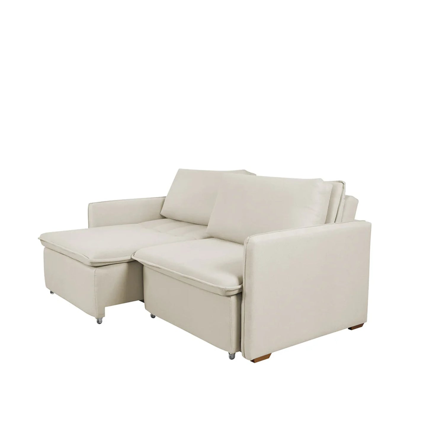 Reembalado - Sofá Cama Retrátil e Reclinável 3 Lugares Vancouver 196 cm - Linho Texturizado Off White