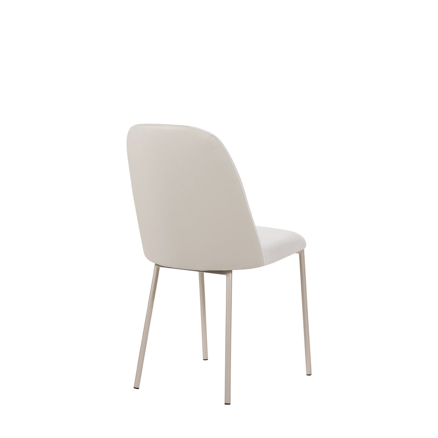 Reembalado - Cadeira de Aço Estofada Matelassê Arcádia - Champanhe c/ Linho Off White - PU Off White