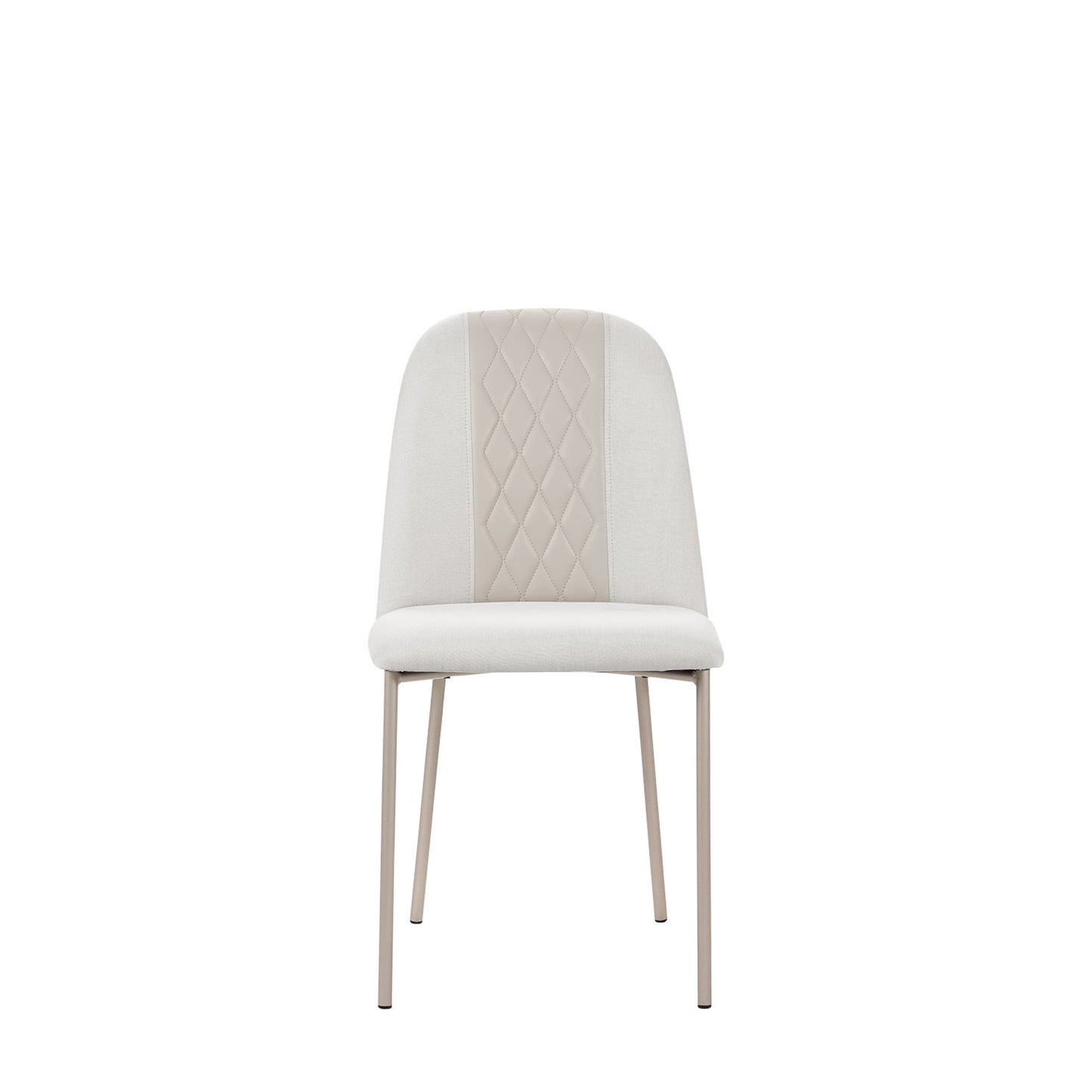 Reembalado - Cadeira de Aço Estofada Matelassê Arcádia - Champanhe c/ Linho Off White - PU Off White