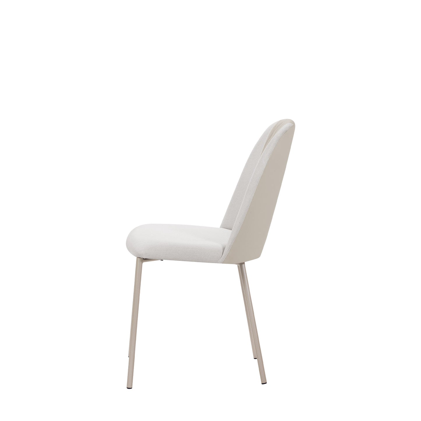 Reembalado - Cadeira de Aço Estofada Matelassê Arcádia - Champanhe c/ Linho Off White - PU Off White