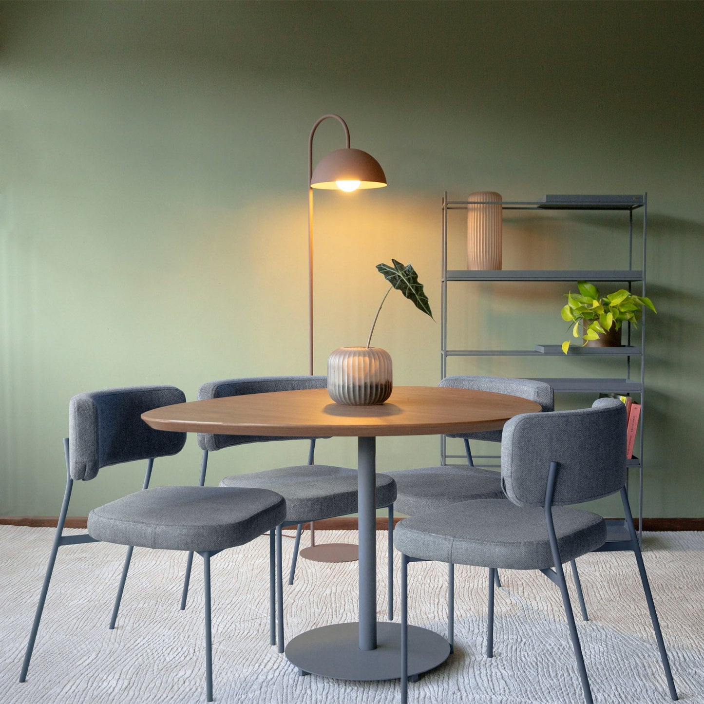 Reembalado - Mesa de Jantar Orgânica para 4 Lugares Oriana 120 cm - Natural c/ Azul Névoa