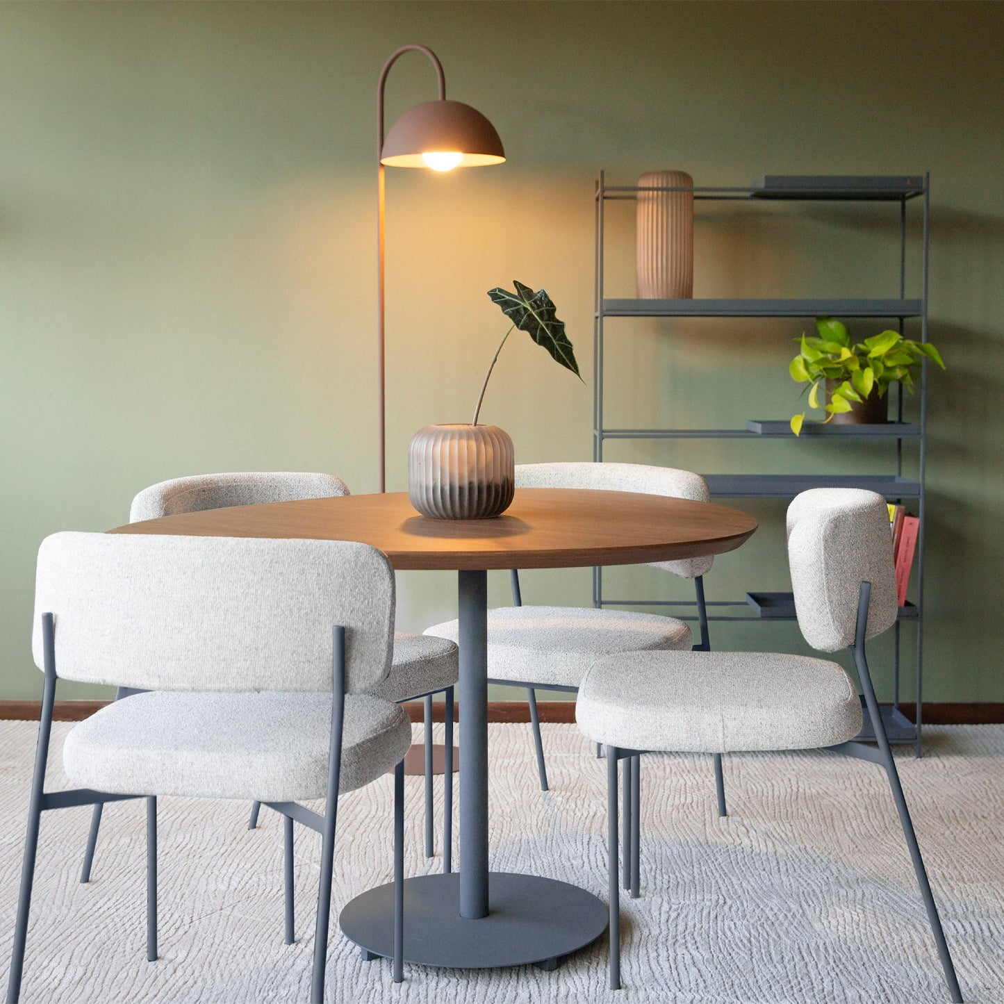 Reembalado - Mesa de Jantar Orgânica para 4 Lugares Oriana 120 cm - Natural c/ Azul Névoa