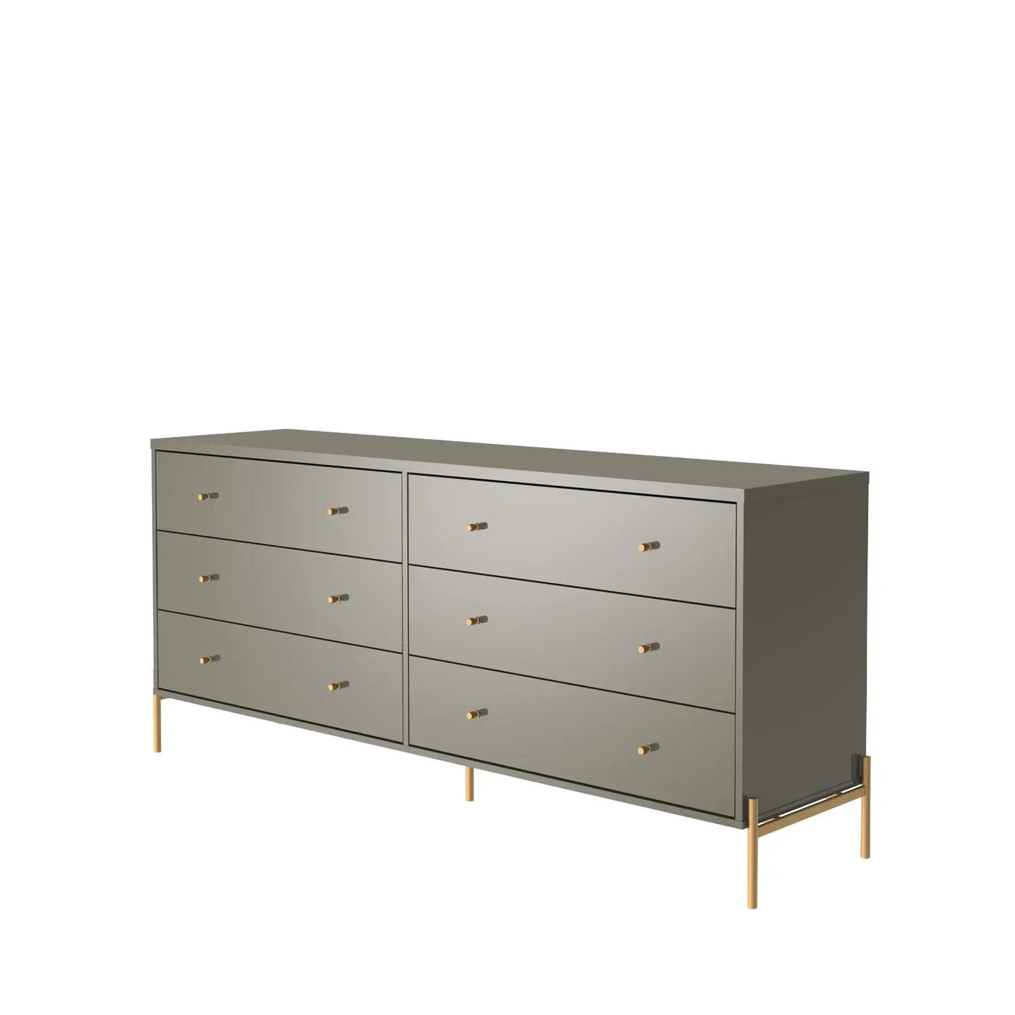 Reembalado - Cômoda c/ 6 Gavetas Jasper 180 cm - Grigio Gloss c/ Dourado