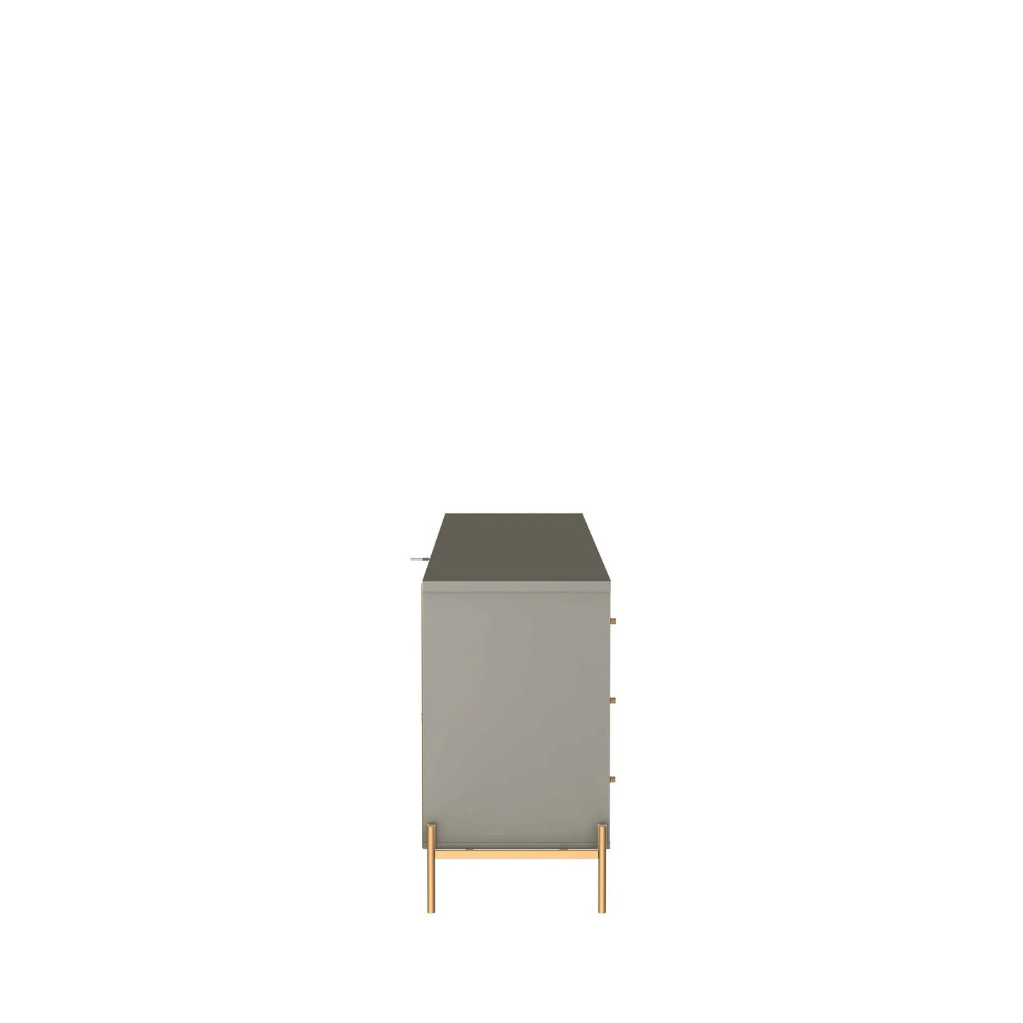 Reembalado - Cômoda c/ 6 Gavetas Jasper 180 cm - Grigio Gloss c/ Dourado