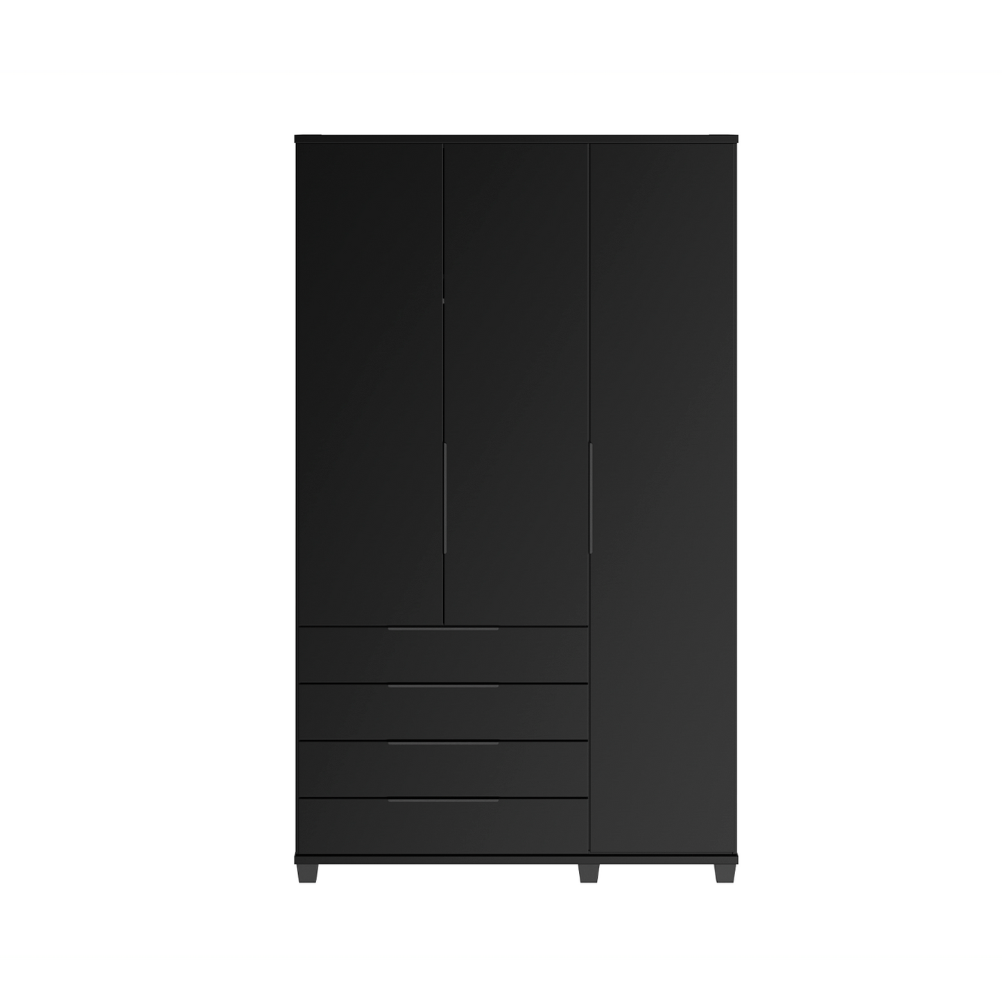 Reembalado - Guarda-Roupa Solteiro 3 Portas 4 Gavetas 100% MDF Allen 136 cm - Preto Fosco
