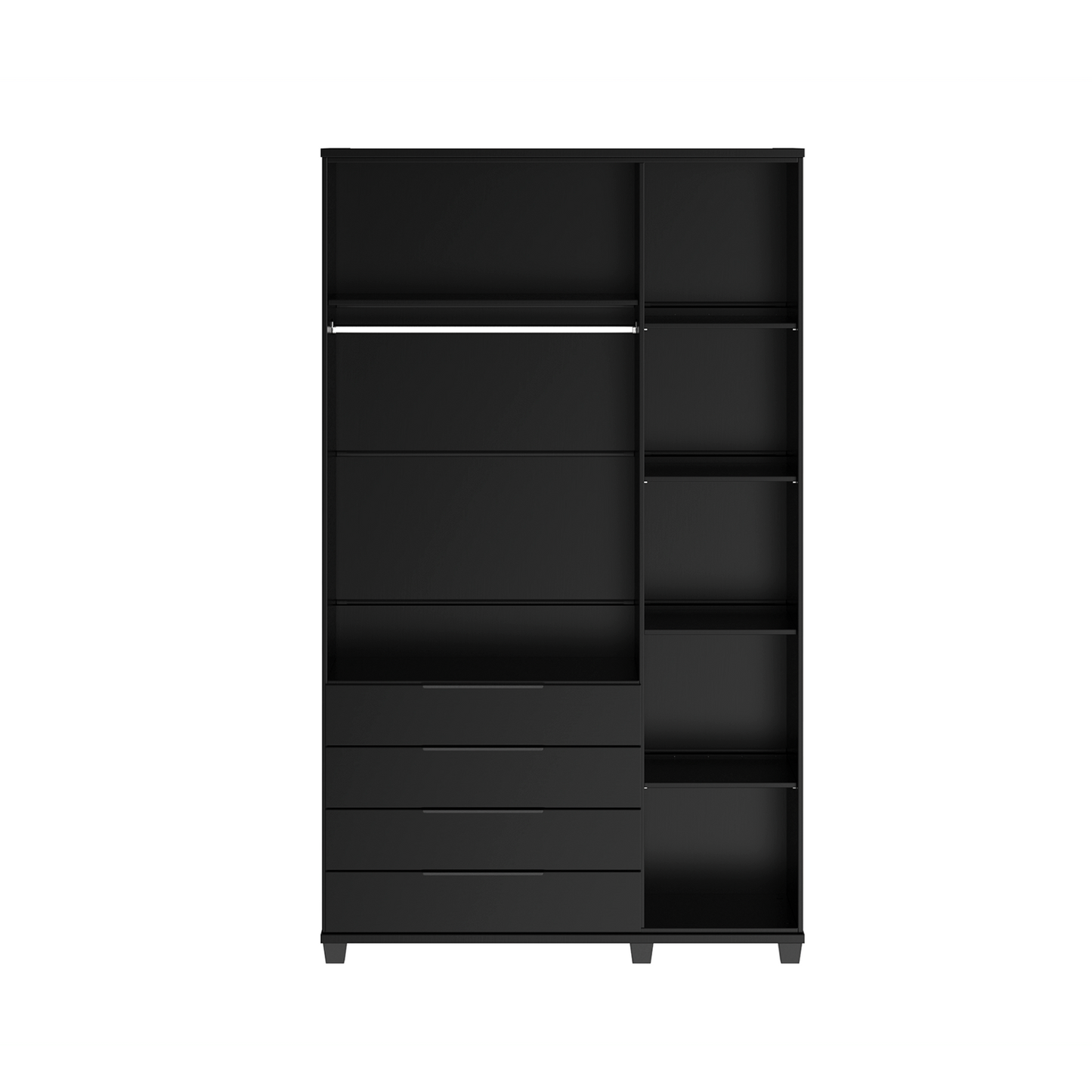 Reembalado - Guarda-Roupa Solteiro 3 Portas 4 Gavetas 100% MDF Allen 136 cm - Preto Fosco