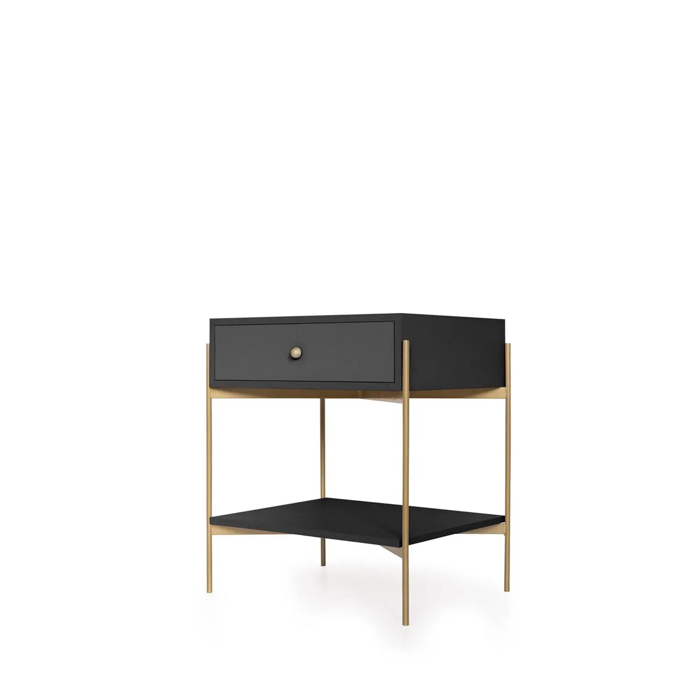 Reembalado - Mesa de Cabeceira c/ 1 Gaveta Kaunas - Preto