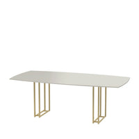 Reembalado - Mesa de Jantar c/ Vidro Line 219 cm - Off White Fosco c/ Dourado