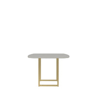 Reembalado - Mesa de Jantar c/ Vidro Line 219 cm - Off White Fosco c/ Dourado