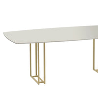 Reembalado - Mesa de Jantar c/ Vidro Line 219 cm - Off White Fosco c/ Dourado