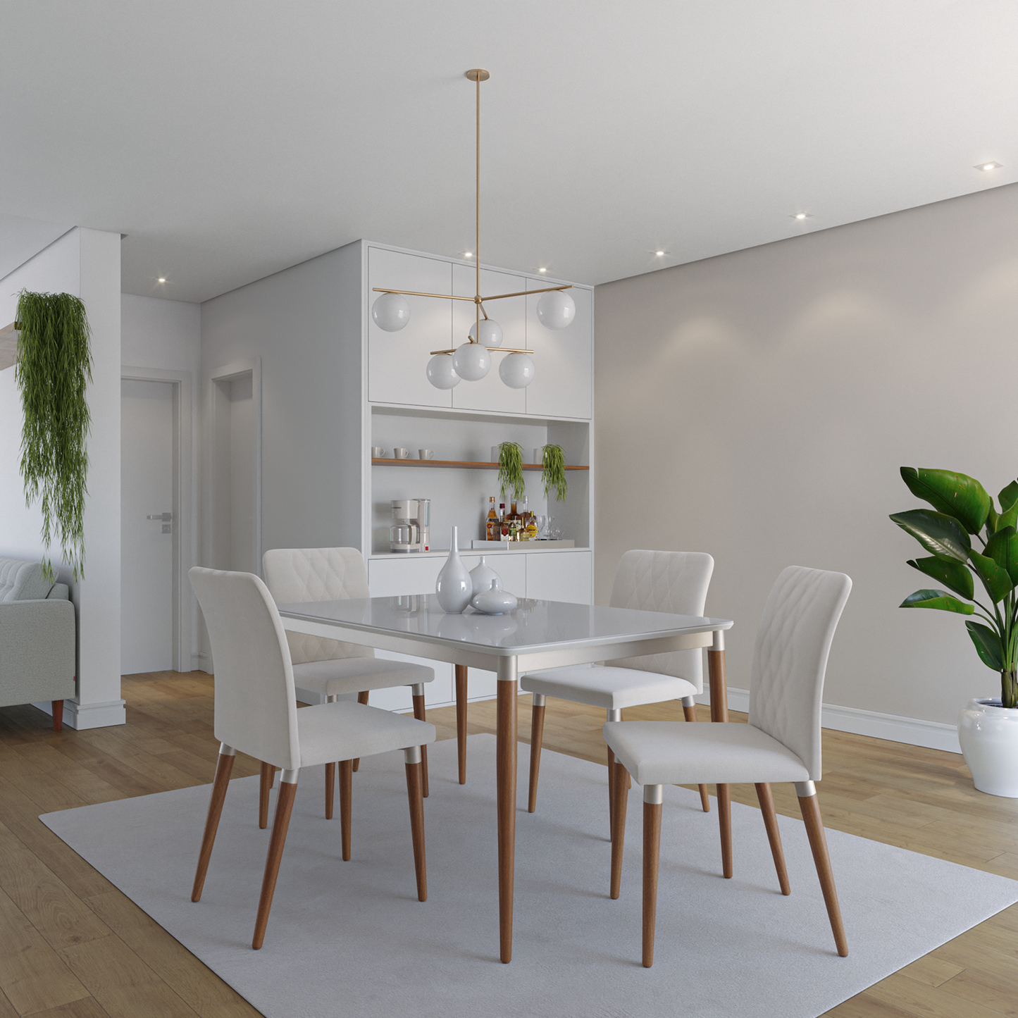 Reembalagem - Cadeira Luma - Natural c/ Linho Off White - Champanhe