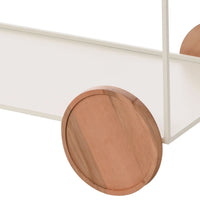 Mostruário - Carrinho Bar 2 Prateleiras em Aço e Rodas de MDF Mercúrio 90 cm - Off White c/ Natural