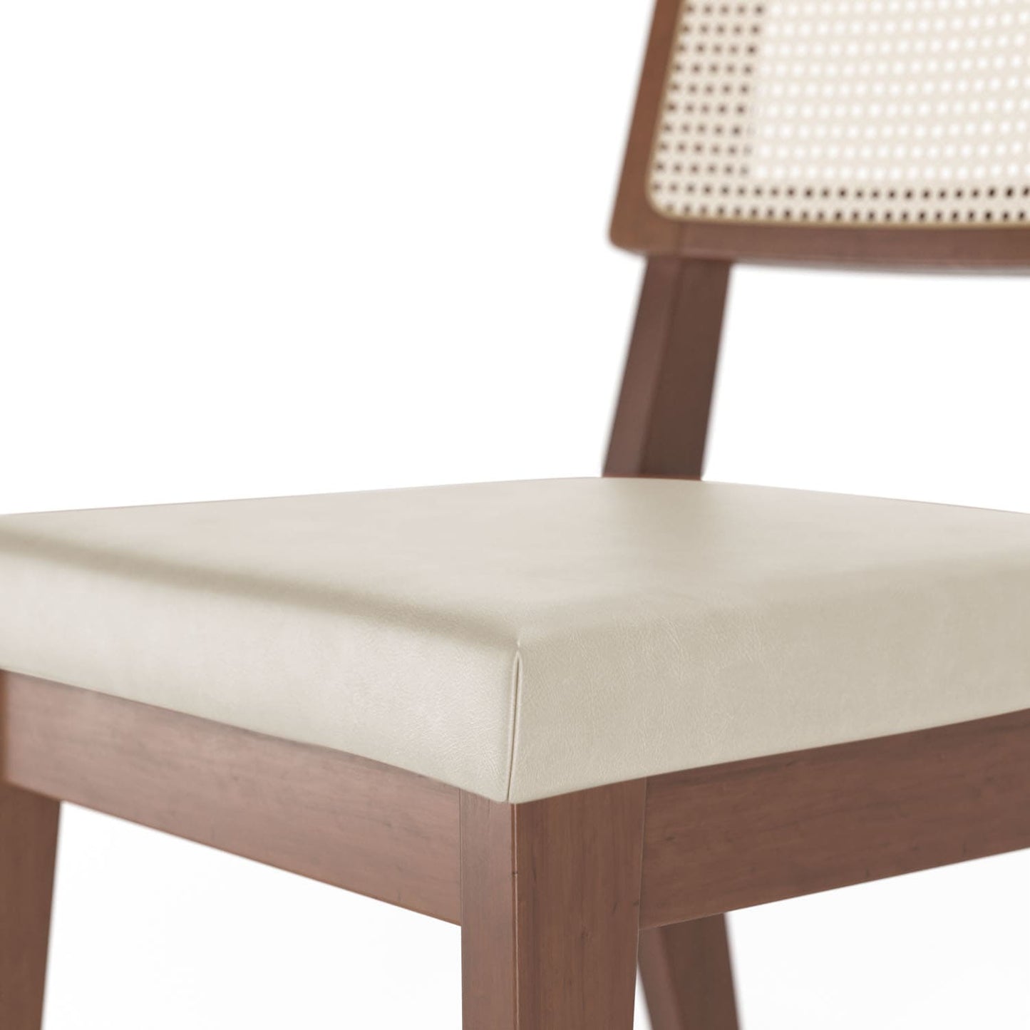 Reembalado - Cadeira com Palhinha Saga - Natural c/ PU Off White