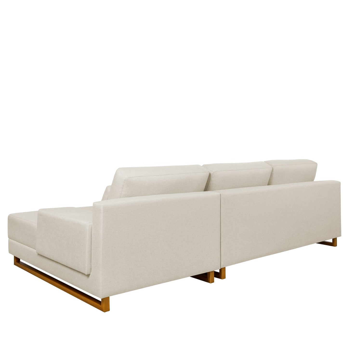 Mostruário - Sofá 6 Lugares com Chaise Lado Direito Mônaco 300 cm - Linho Texturizado Bege c/ Natural