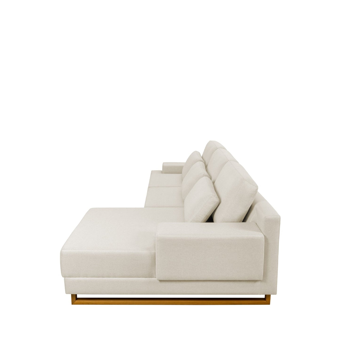 Mostruário - Sofá 6 Lugares com Chaise Lado Direito Mônaco 300 cm - Linho Texturizado Bege c/ Natural