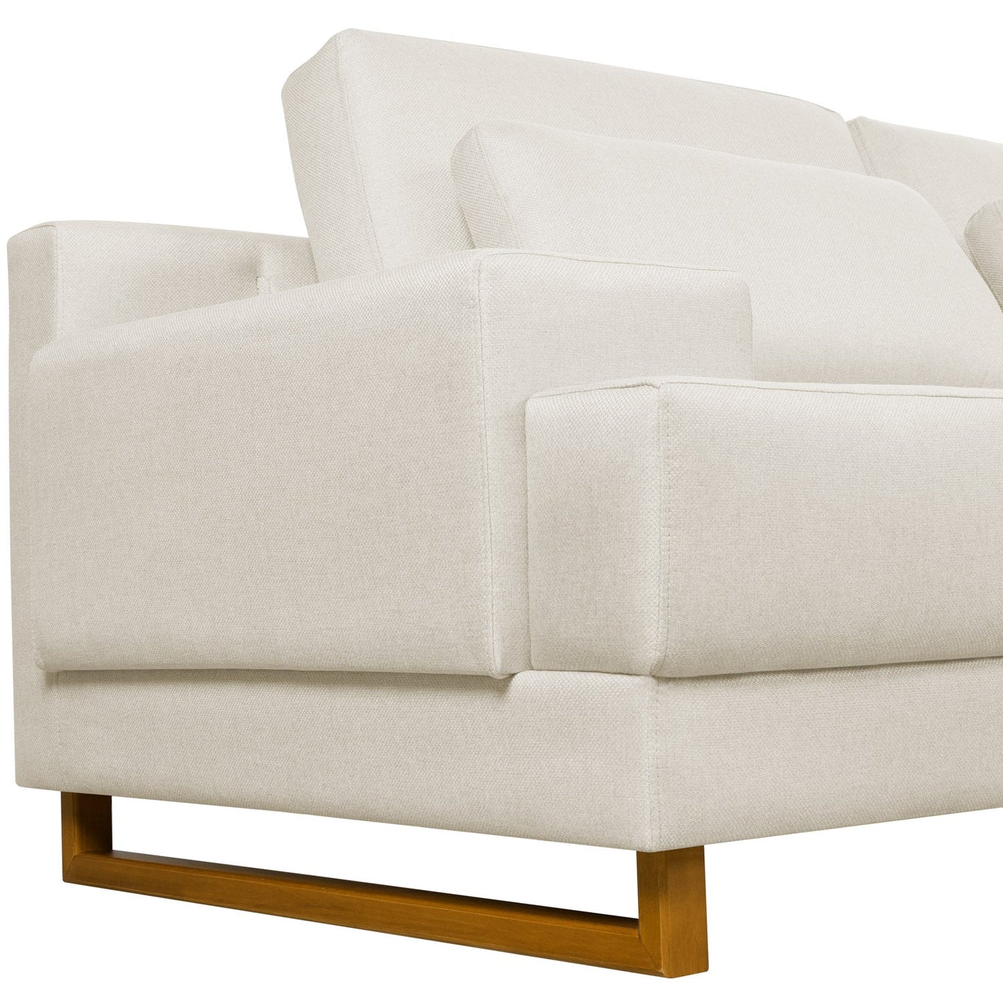 Mostruário - Sofá 6 Lugares com Chaise Lado Direito Mônaco 300 cm - Linho Texturizado Bege c/ Natural