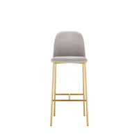 Mostruário - Banqueta Alta de Aço Estofada Lucille - Dourado c/ Veludo Fendi