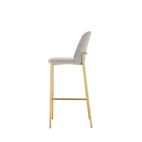 Mostruário - Banqueta Alta de Aço Estofada Lucille - Dourado c/ Veludo Fendi