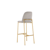 Mostruário - Banqueta Alta de Aço Estofada Lucille - Dourado c/ Veludo Fendi