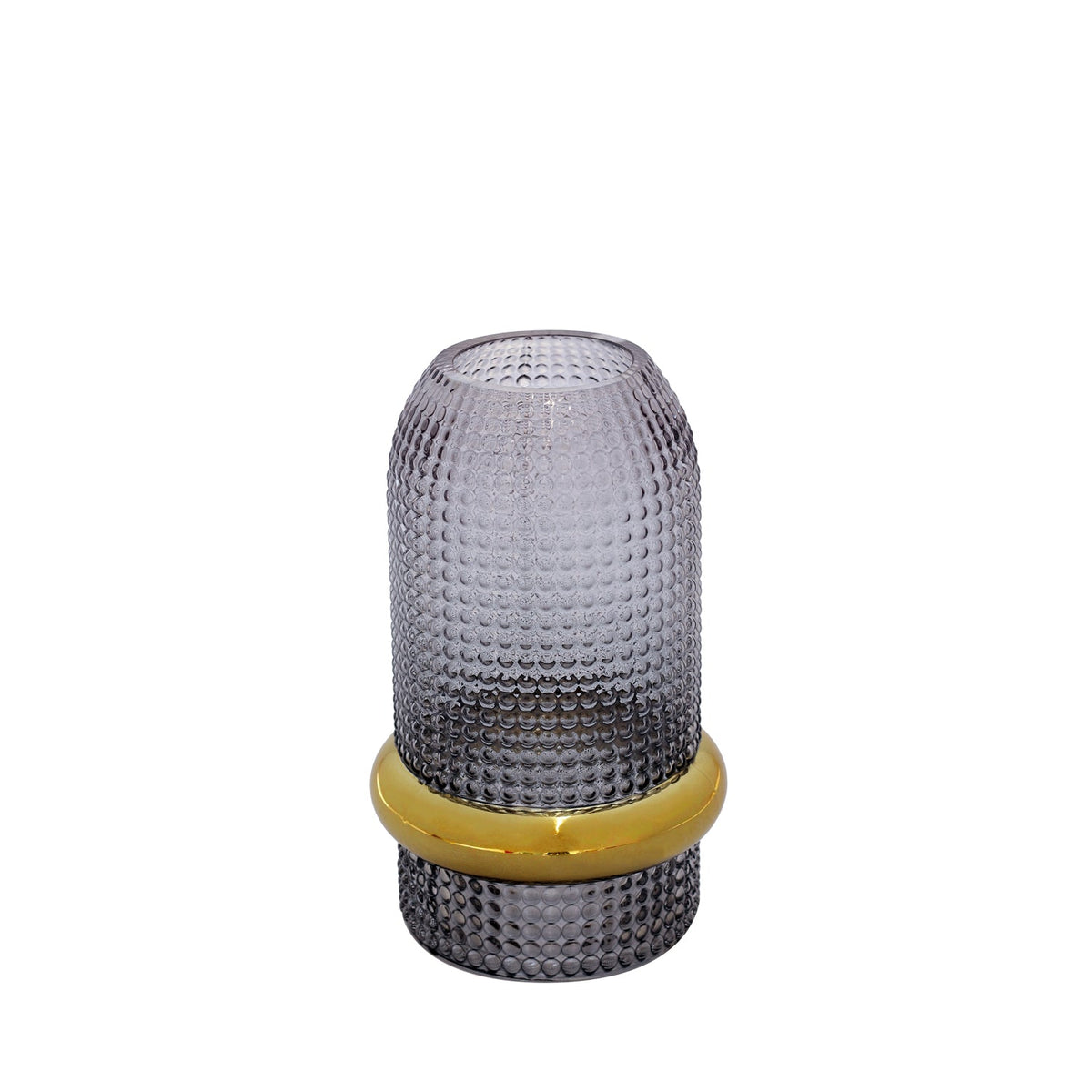 Vaso Decorativo de Vidro Horo Cinza 21 cm