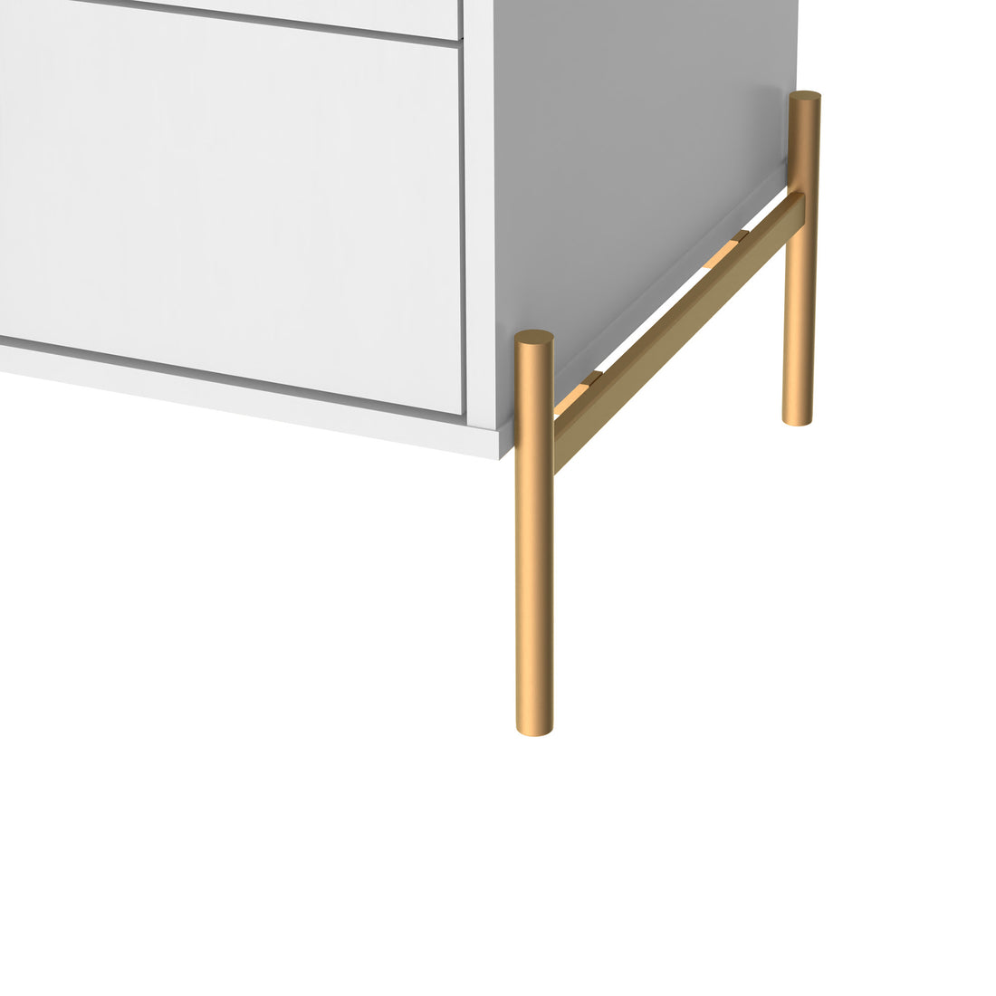 Reembalado - Mesa de Cabeceira Jasper 63 cm - Branco Gloss c/ Dourado