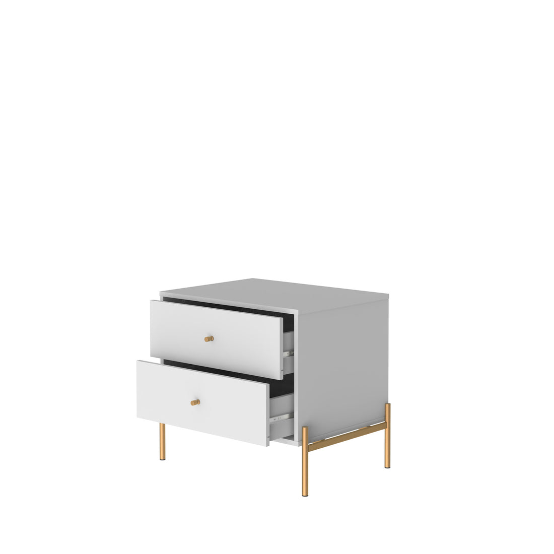 Reembalado - Mesa de Cabeceira Jasper 63 cm - Branco Gloss c/ Dourado