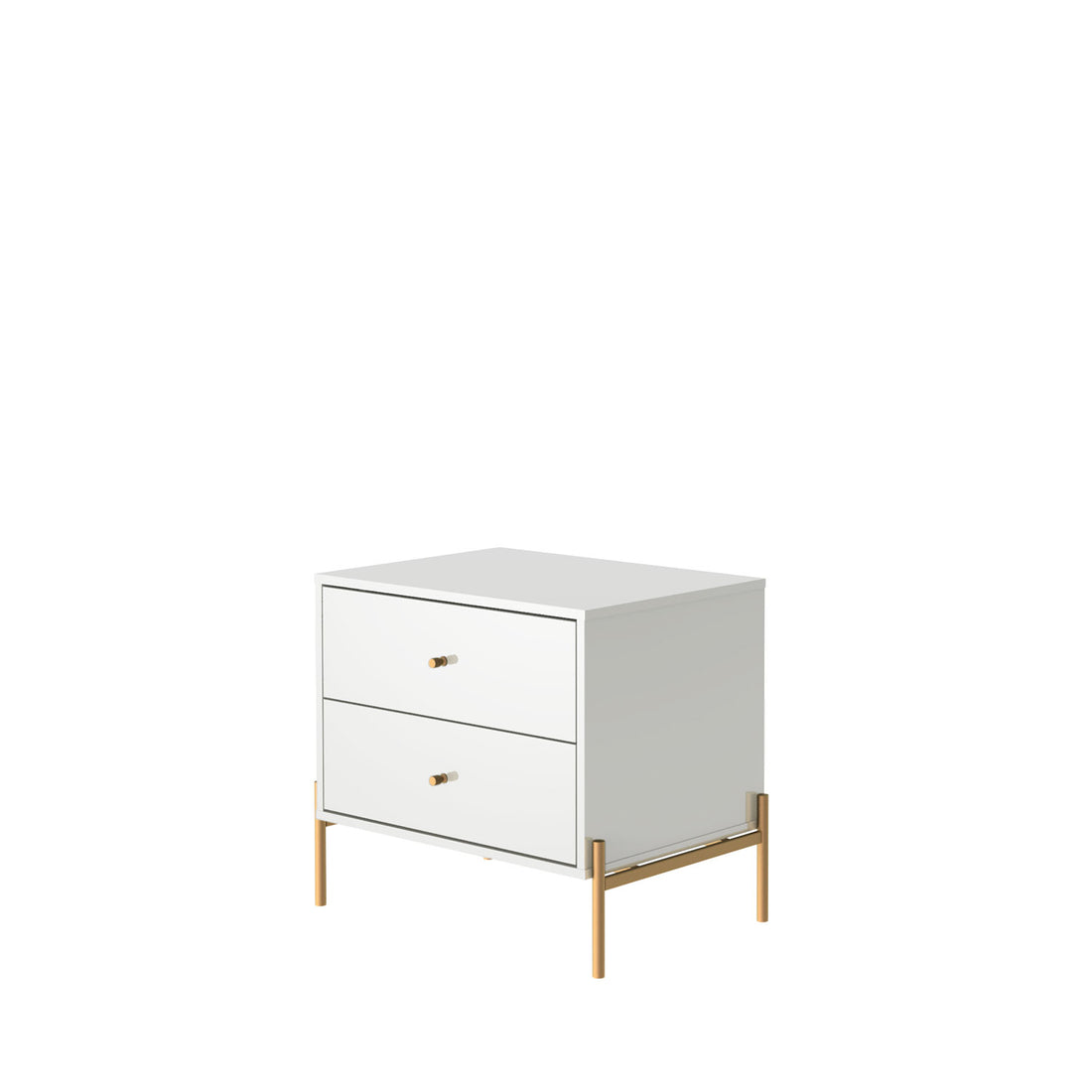 Reembalado - Mesa de Cabeceira Jasper 63 cm - Branco Gloss c/ Dourado