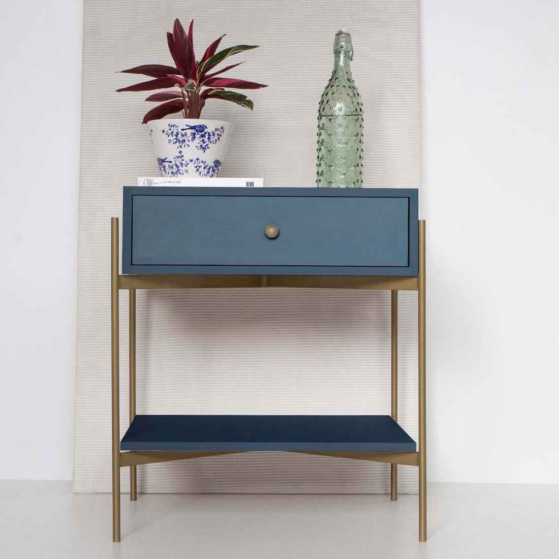 Reembalado - Mesa de Cabeceira c/ 1 Gaveta Kaunas - Azul