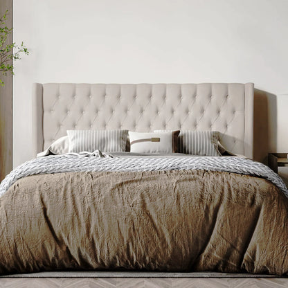 Reembalado - Cabeceira Queen Estofada Liya Capitonê 175 cm - Linho Off White