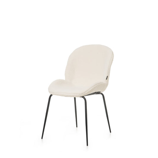 Reembalado - Cadeira Hannah - Bouclê Off White c/ Preto