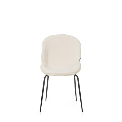 Reembalado - Cadeira Hannah - Bouclê Off White c/ Preto