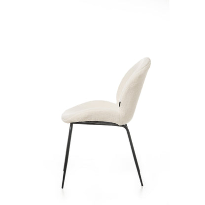 Reembalado - Cadeira Hannah - Bouclê Off White c/ Preto