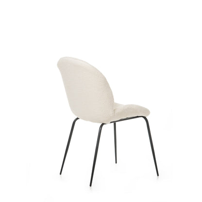 Reembalado - Cadeira Hannah - Bouclê Off White c/ Preto