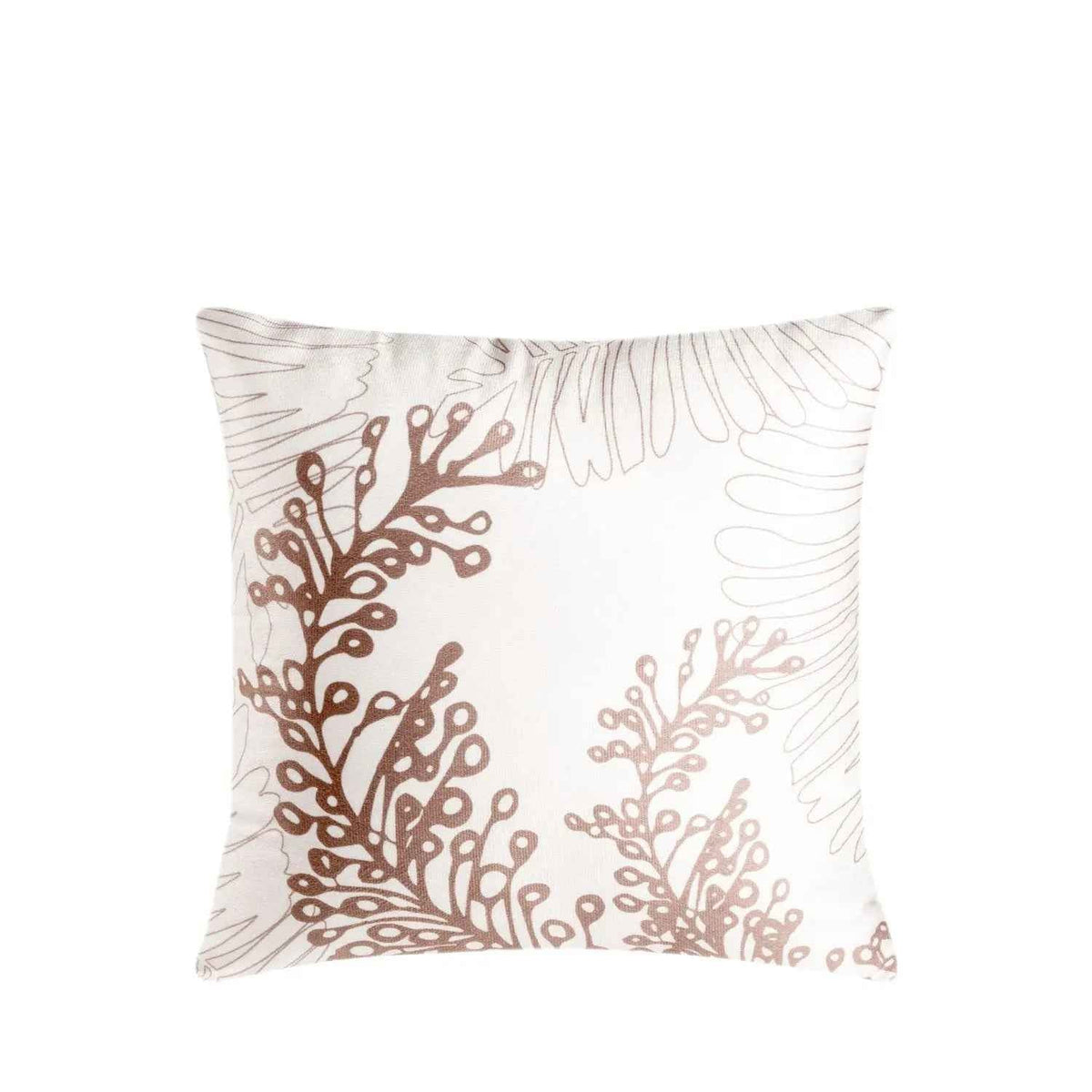 Almofada Veludo Florear 43 x 43 cm - Off White c/ Ramos Marrom