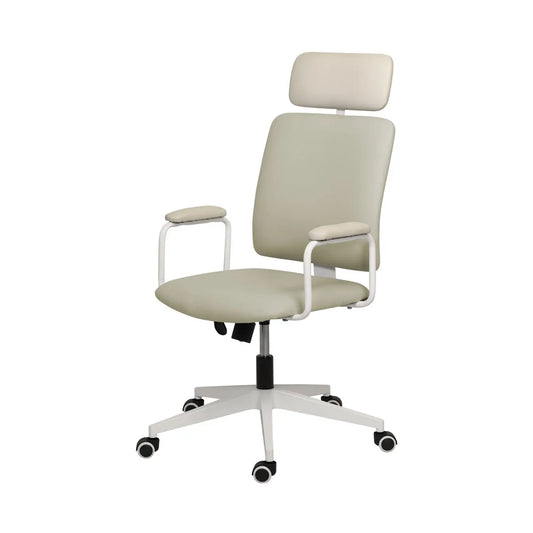 Mostruário - Cadeira Office Giratória Meghan - PU Verde Sálvia c/ Off White
