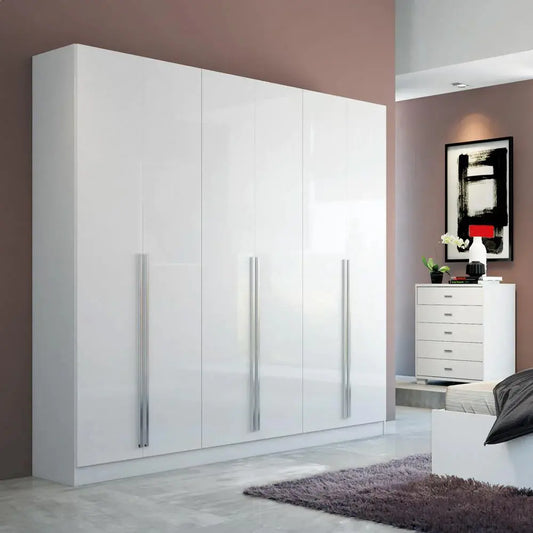 Reembalado - Guarda-Roupa Casal 6 Portas 4 Gavetas Eldridge 230 cm - Branco Gloss