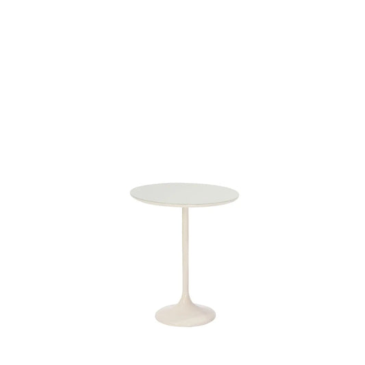 Mesa Apoio Saarinen Monocromática Tampo de Vidro 60 cm - Off White