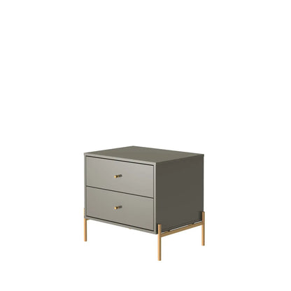 Reembalado - Mesa de Cabeceira Jasper 63 cm - Grigio Gloss c/ Dourado