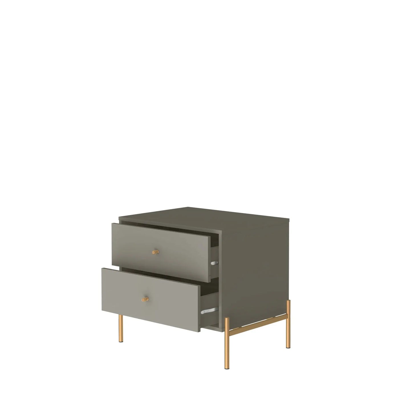 Reembalado - Mesa de Cabeceira Jasper 63 cm - Grigio Gloss c/ Dourado