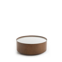 Reembalado - Mesa de Centro com Vidro Hermi 71 cm - Imbuia c/ Off White