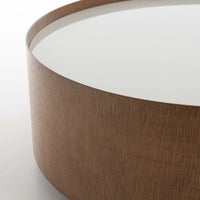 Reembalado - Mesa de Centro com Vidro Hermi 71 cm - Imbuia c/ Off White