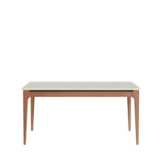 Reembalado - Mesa de Jantar Addar 160 cm - Natural c/ Vidro Off White