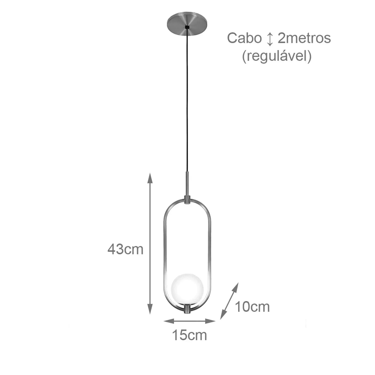 Reembalado - Pendente Wimbledon Cromado 43 cm