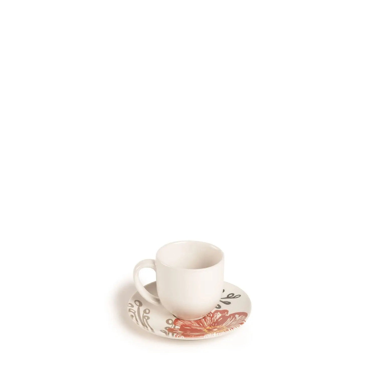 Xícara de Café com Pires Florear - Off White
