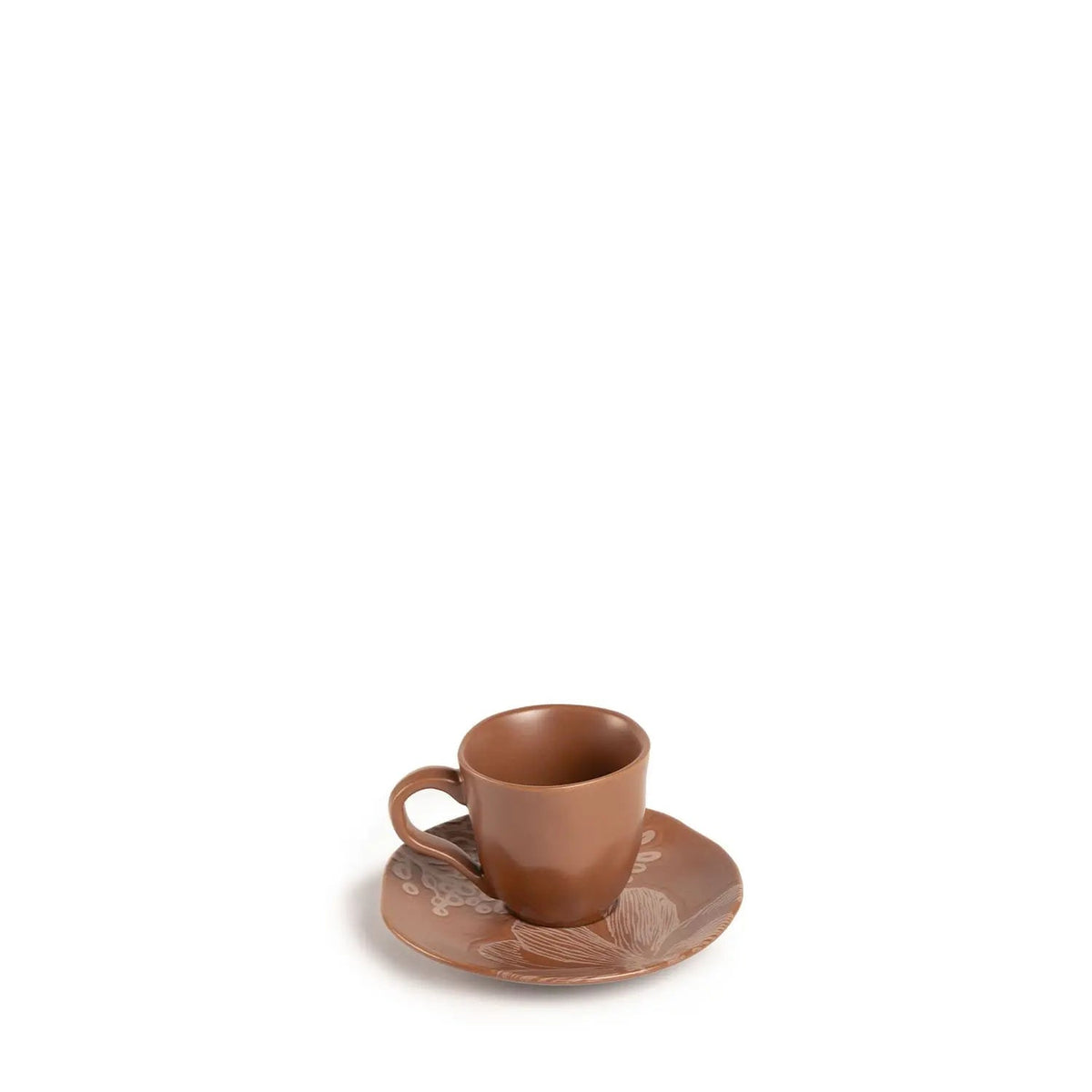 Xícara de Café com Pires Orgânico Florear - Terracota