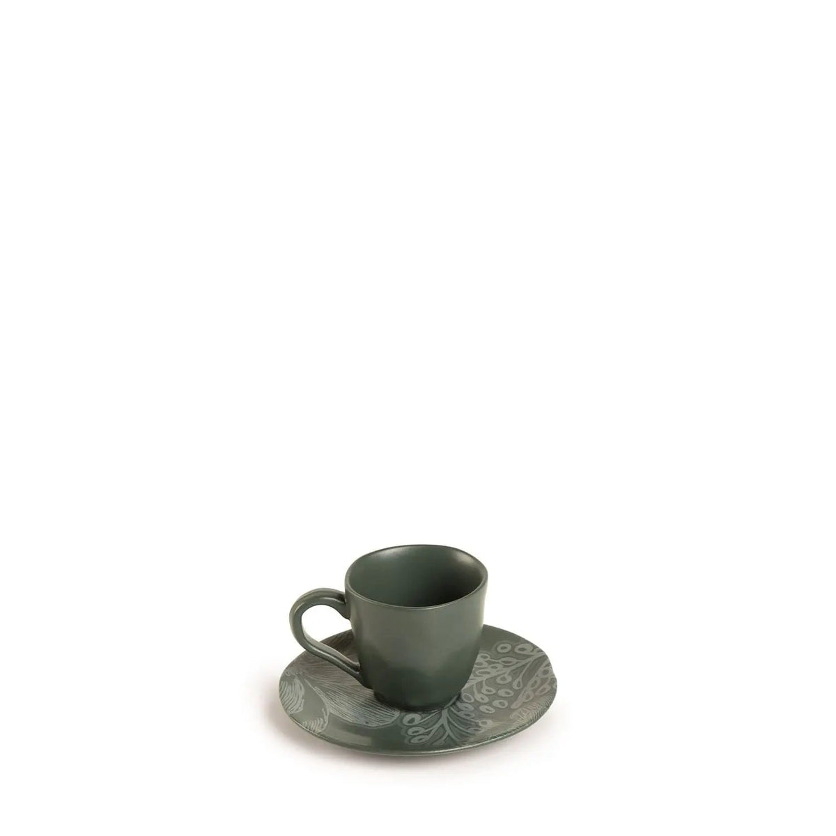 Xícara de Café com Pires Orgânico Florear - Verde