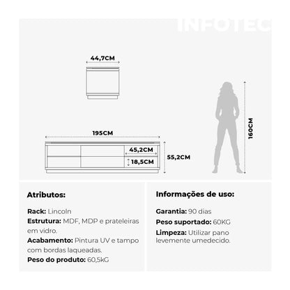 Rack New Lincoln 195 cm - Cinamomo c/ Off White Fosco