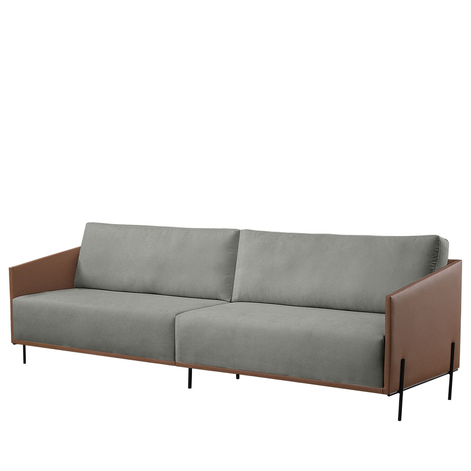 Sofá Balekin 240 cm - Linho Mescla Cinza c/ PU Chocolate – Dock2